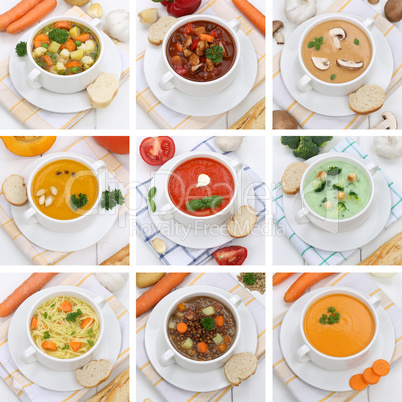 Collage gesunde Ernährung Suppe Suppen Tomatensuppe Gemüse Gem