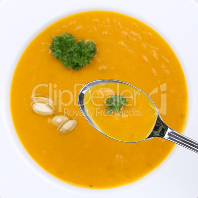 Gesunde Ernährung Kürbissuppe Kürbis Suppe essen Kürbiscreme
