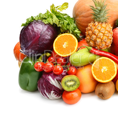 fruits and vegetables isolated on white background