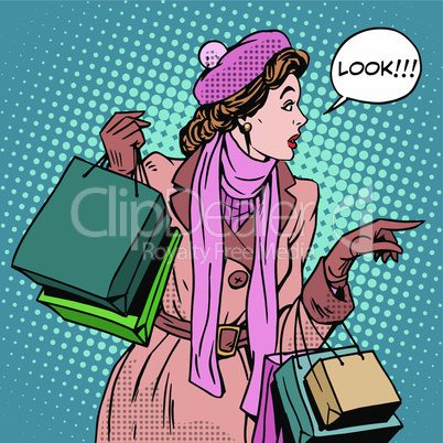 Woman shopping buy discounts look