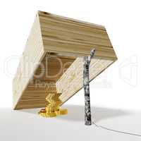 Wooden box trap with money