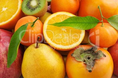 collection of fresh fruits background