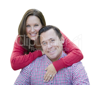 Attractive Happy Caucasian Couple Portrait Isolated on White
