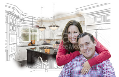Couple With Kitchen Design Drawing and Photo Behind
