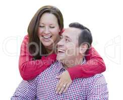 Attractive Caucasian Couple Laughing Isolated on White