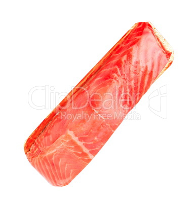 piece of red fish fillet isolated on white