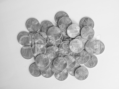 Black and white Dollar coins 1 cent