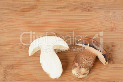 Dark cep cross section on wood