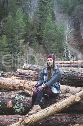 Young woman on woods Young woman on woods