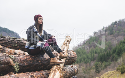 Young woman on woods