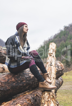 Young woman on woods