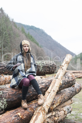 Young woman on woods