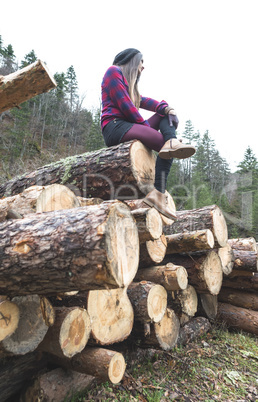 Young woman on woods