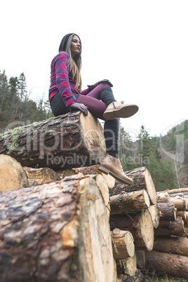 Young woman on woods