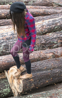 Young woman on woods