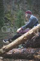 Young woman on woods