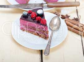 blueberry and raspberry cake mousse dessert