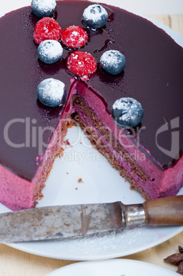 blueberry and raspberry cake mousse dessert