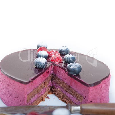 blueberry and raspberry cake mousse dessert