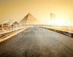 Road and pyramids