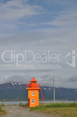 Leuchtturm von Svalbarðseyri bei Akureyri, Island