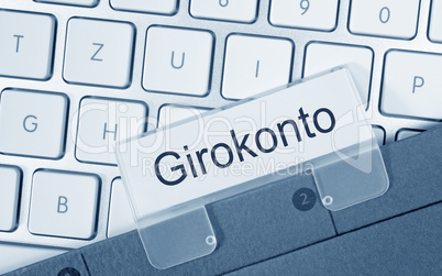 Girokonto Ordner auf Computer Tastatur