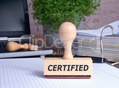 Certified - rubber stamp in the office