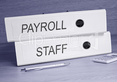 Payroll and Staff - two binders in the office