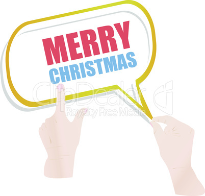 Hand drawn speech bubbles on Merry Christmas background. Vector illustration