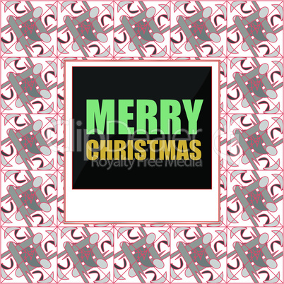 Merry Christmas lettering Greeting Card. Photo Frame. Vector illustration