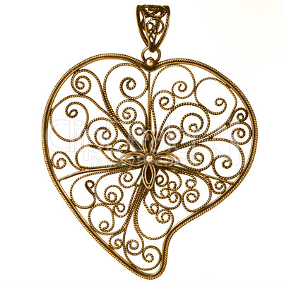 Golden heart shaped ornament