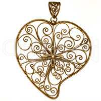Golden heart shaped ornament