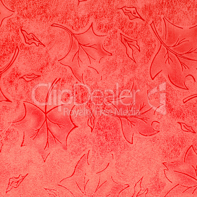 Red floral leather pattern
