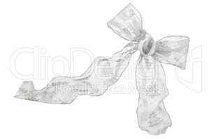 Silver color bow isolated on white