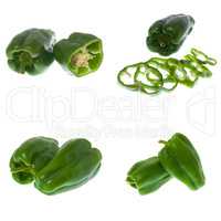 Set of green peppers