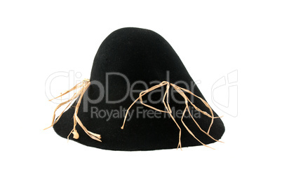 Scarecrow black felt hat with some straw