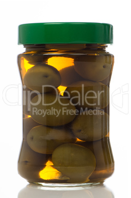 Olives in glass jar