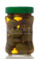 Olives in glass jar