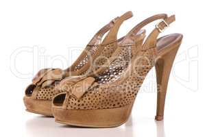 Brown high heel women shoes