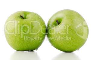 Two fresh green apples