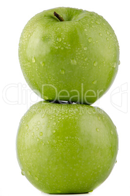 Two fresh green apples