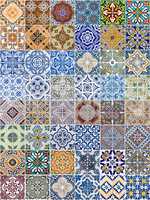 Set of 48 ceramic tiles patterns