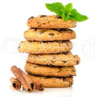 Tasty oat biscuits with cinnamon sticks