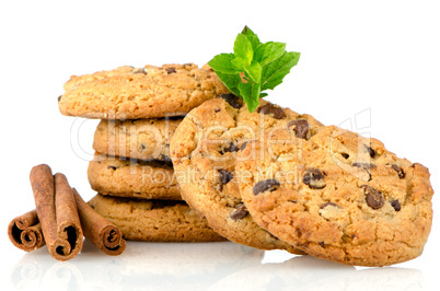 Tasty oat biscuits with cinnamon sticks