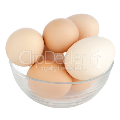 Eggs in glass bowl