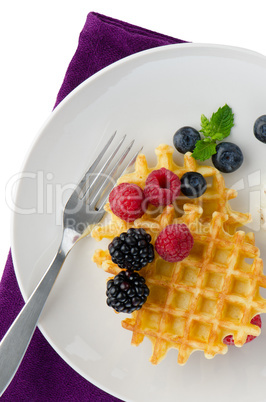 Waffles with fresh berries