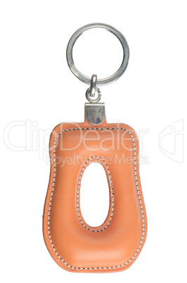 Leather keychain with letter O