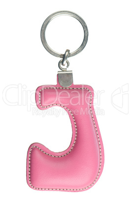 Leather keychain with letter J