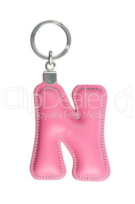Leather keychain with letter N
