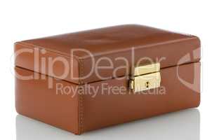 Brown leather jewelery box